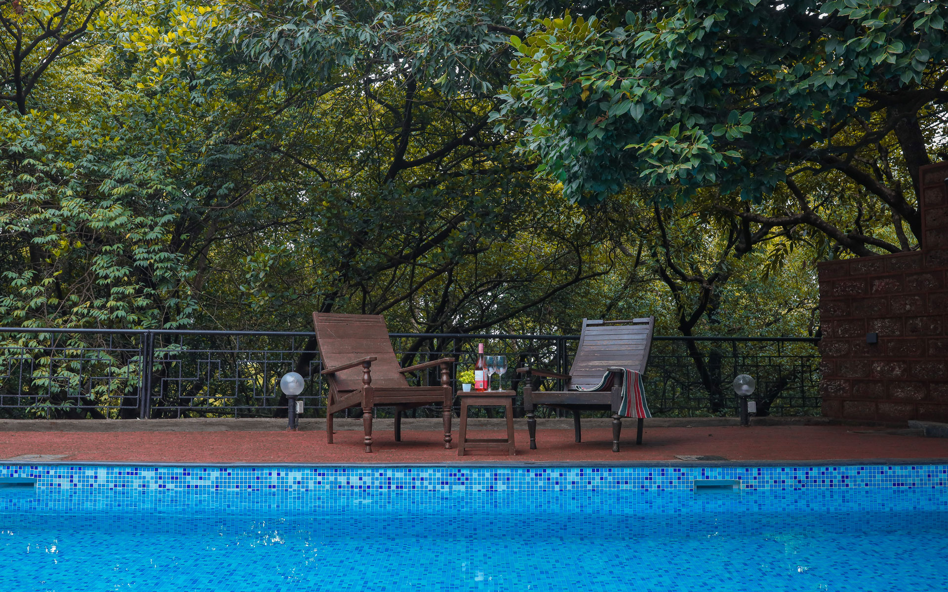 Radha Cottage Swimming Pool Evening View